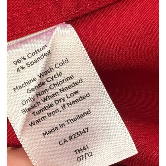 Talbots Petites Wrinkle Resistant 6P Red Button Front Shirt - Picture 4 of 7